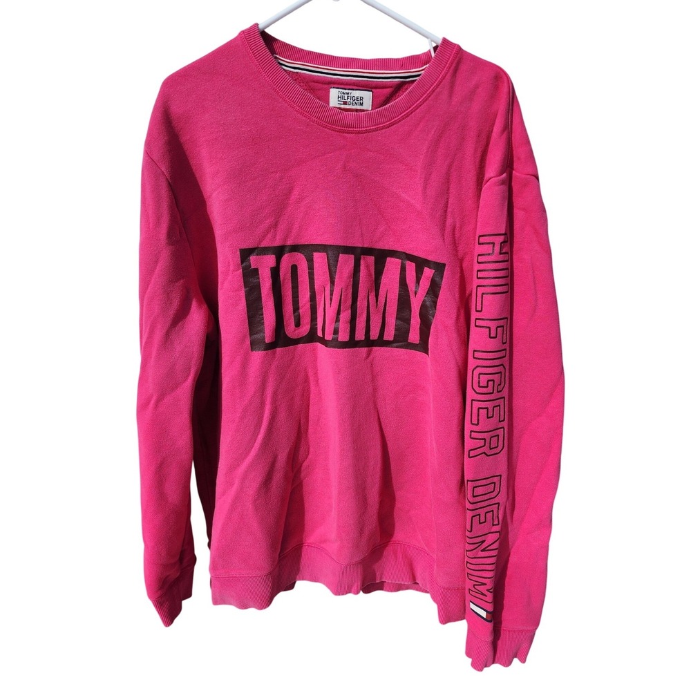 Tommy Hilfiger Denim Hot Pink Graphic Sweatshirt XXL Womens Pullover Crewneck